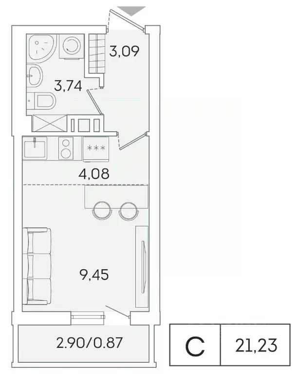 Студия Ленинградская область, Мурино Всеволожский район, ул. ... - Фото 1