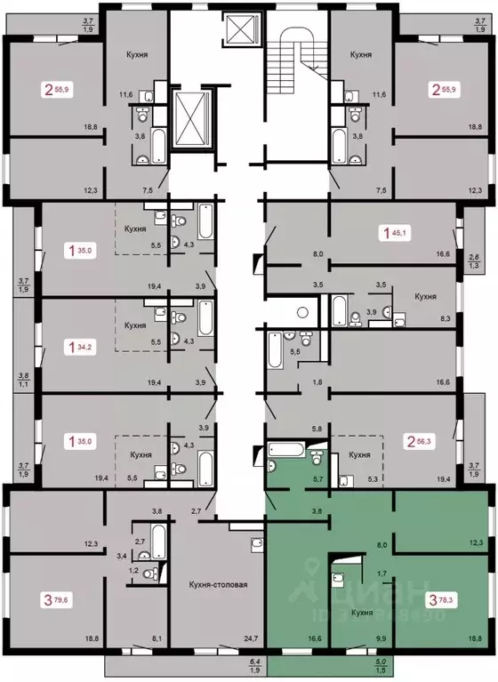 3-к кв. Красноярский край, Красноярск ул. 60 лет Октября, 86 (78.3 м) - Фото 1