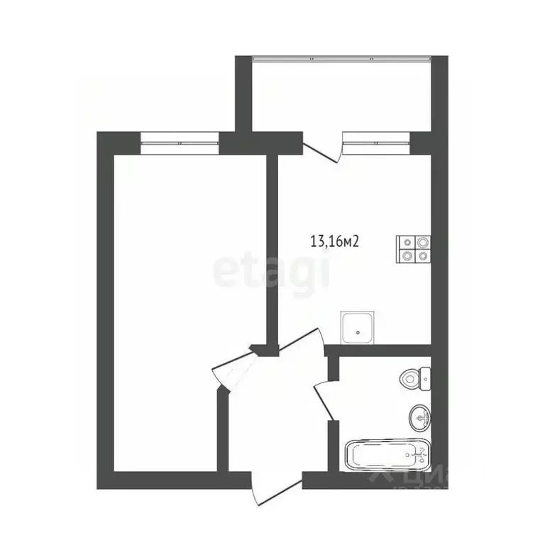 1-к кв. Тюменская область, Тюмень ул. Тимофея Кармацкого, 9 (43.5 м) - Фото 0