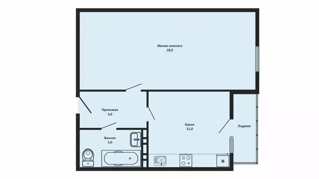 1-комнатная квартира: посёлок Берёзовый, 7/36к4 (35.1 м) - Фото 2