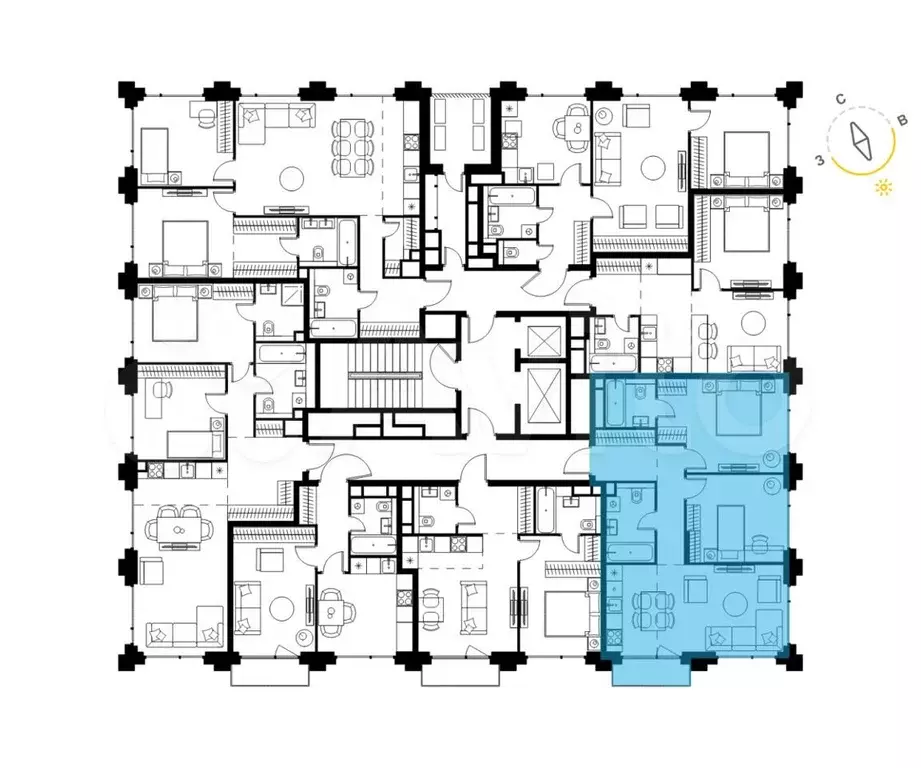 3-к. квартира, 68,5м, 12/21эт. - Фото 1