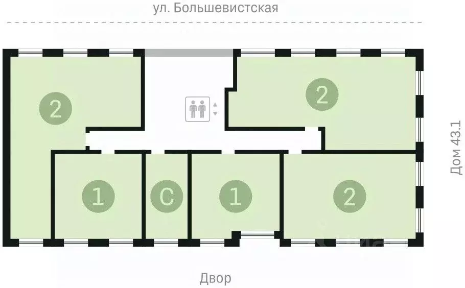 2-к кв. Новосибирская область, Новосибирск Большевистская ул., 43/2С ... - Фото 1