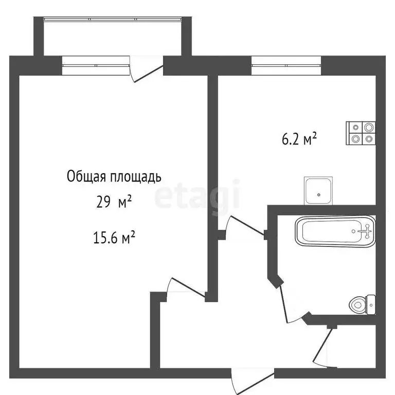 1-комнатная квартира: Искитим, микрорайон Центральный, 22А (29 м) - Фото 0