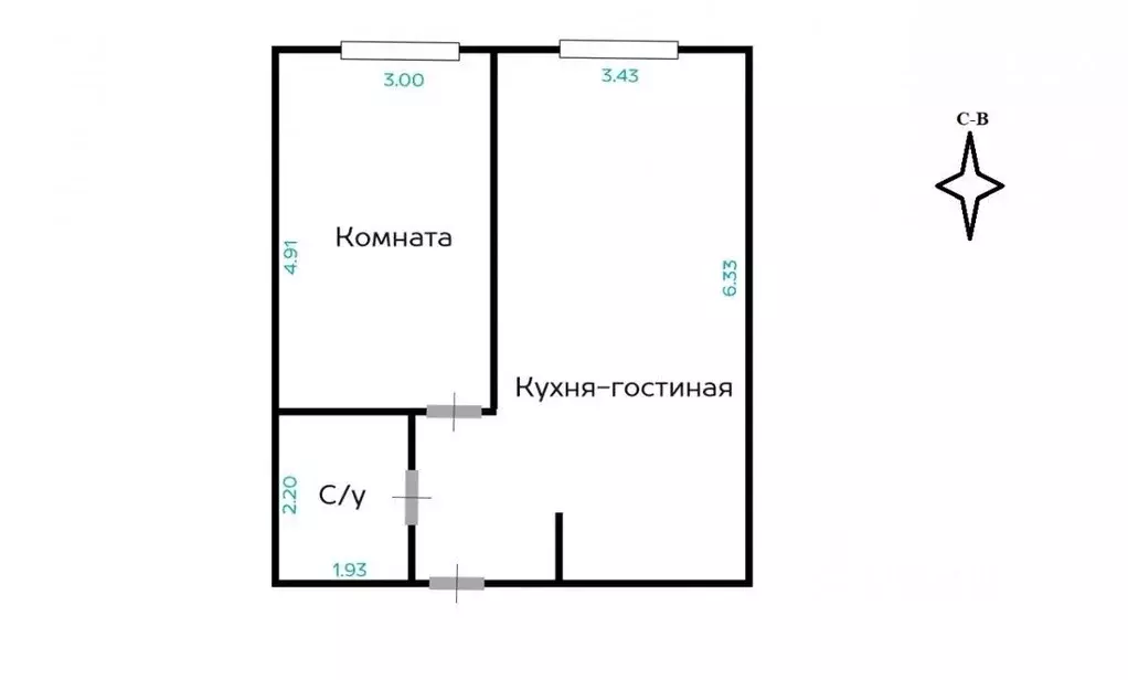1-к кв. Москва 3-я Гражданская ул., 21 (44.0 м) - Фото 2
