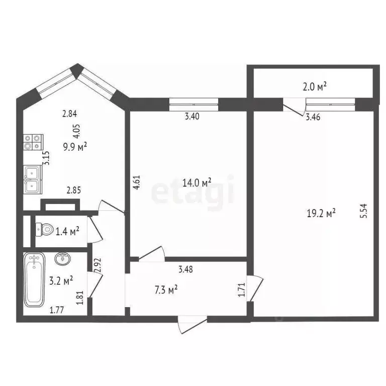 2-к кв. Мордовия, Саранск Лямбирское ш., 19 (55.0 м) - Фото 1