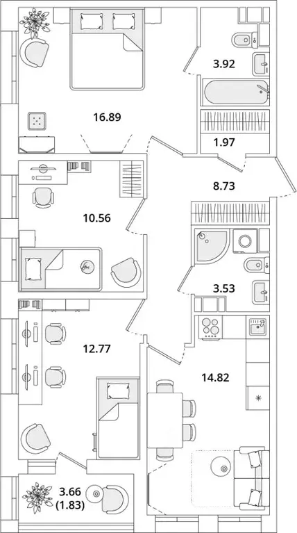 3-к кв. Санкт-Петербург Кубинская ул., 82к3с1 (75.2 м) - Фото 0