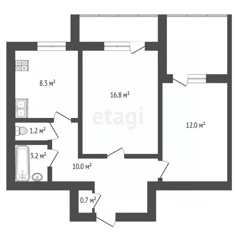 2-к кв. Крым, Евпатория просп. Победы, 65 (50.2 м) - Фото 2