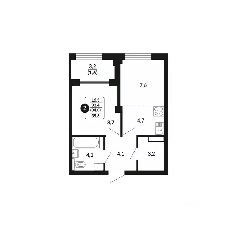 2-к кв. Кировская область, Киров Хлебозаводской проезд, 2 (34.0 м) - Фото 1