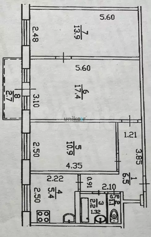 3-к. квартира, 57,4 м, 5/5 эт. - Фото 0