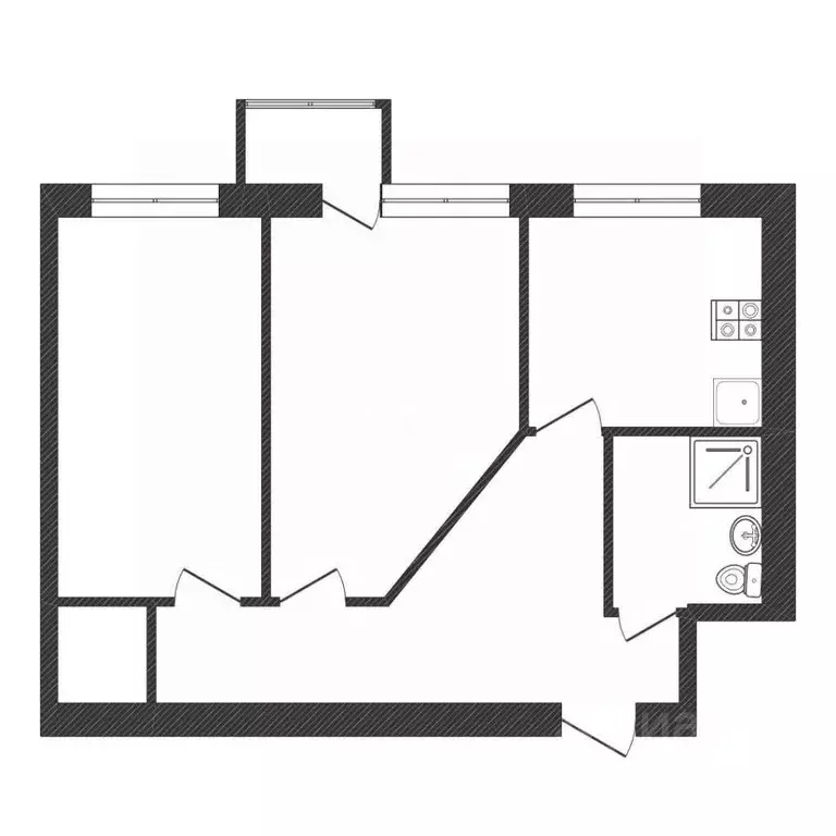 2-к кв. Калужская область, Обнинск просп. Ленина, 68 (39.8 м) - Фото 1