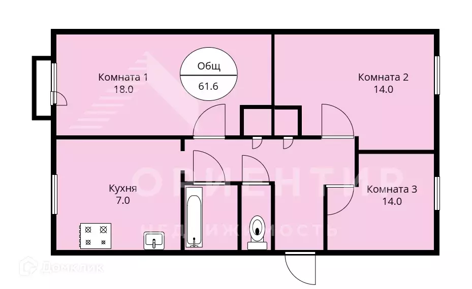 Продаётся 3-к квартира, 61.6 м - Фото 0
