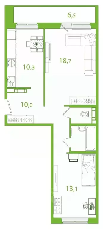 2-к кв. Томская область, Томск ул. Пришвина, 44 (56.9 м) - Фото 0