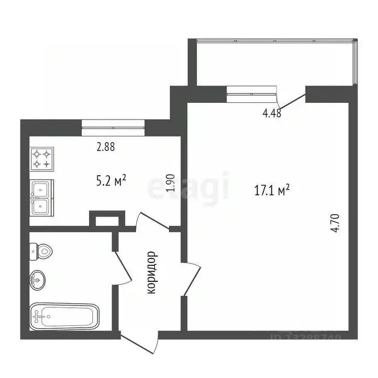 1-к кв. Орловская область, Орел Черкасская ул., 32 (28.0 м) - Фото 1