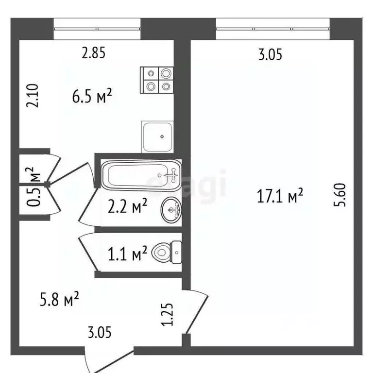 1-к кв. Мордовия, Саранск Серадзская ул., 25 (33.2 м) - Фото 2