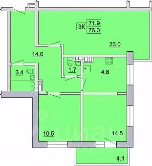 3-к кв. Иркутская область, Иркутск Ново-Ленино мкр, 1-й Ленинский ... - Фото 0