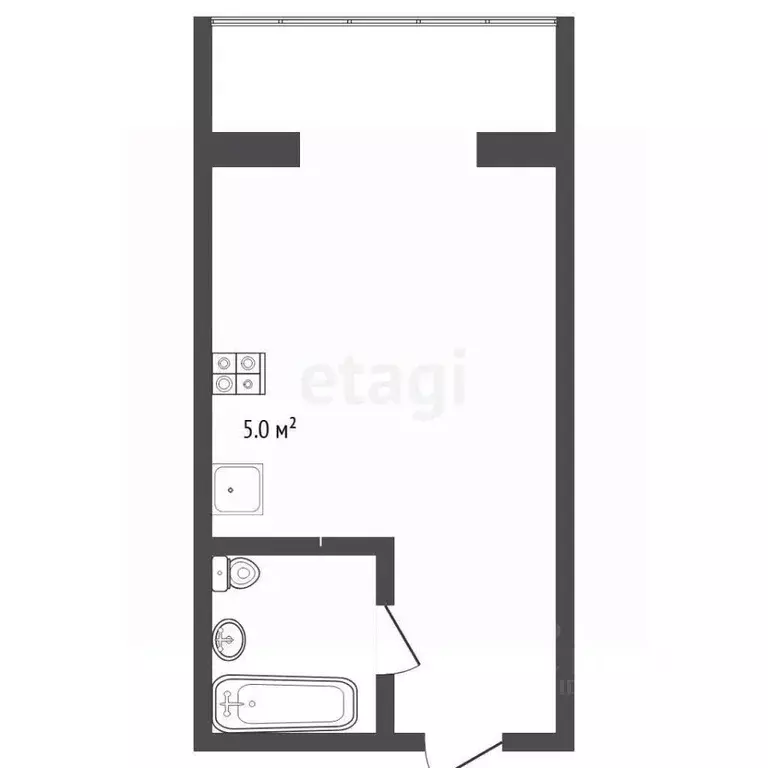 Студия Тюменская область, Тюмень ул. Тимофея Чаркова, 28 (20.7 м) - Фото 2