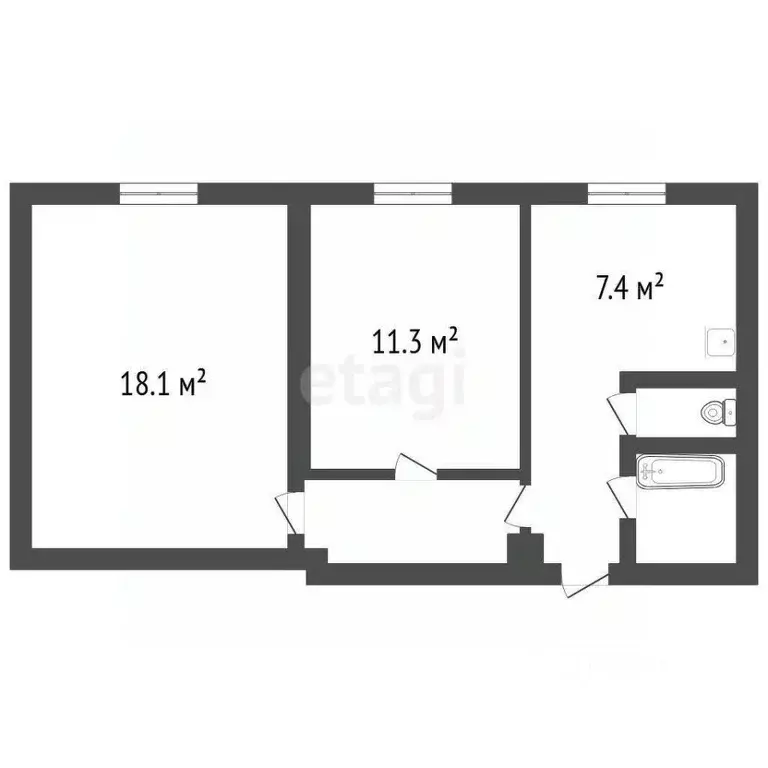 2-к кв. Челябинская область, Озерск просп. Ленина, 39 (48.5 м) - Фото 1