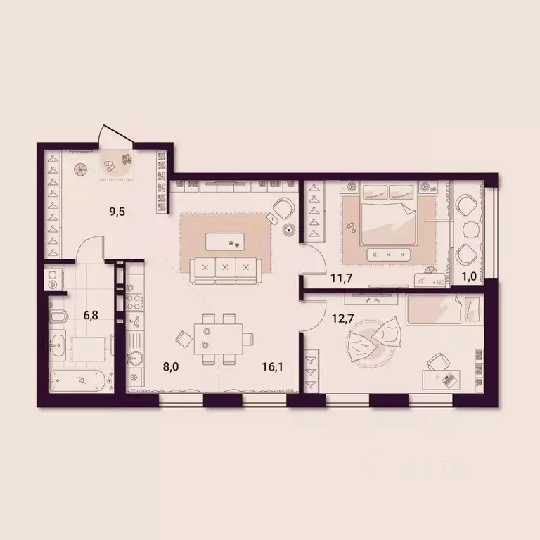 2-к кв. Приморский край, Артем ул. Куйбышева, 11А (65.75 м) - Фото 1