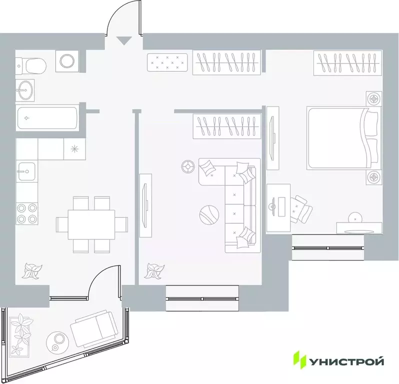 2-к кв. Пермский край, Пермь Рионская ул., 4А (57.37 м) - Фото 1