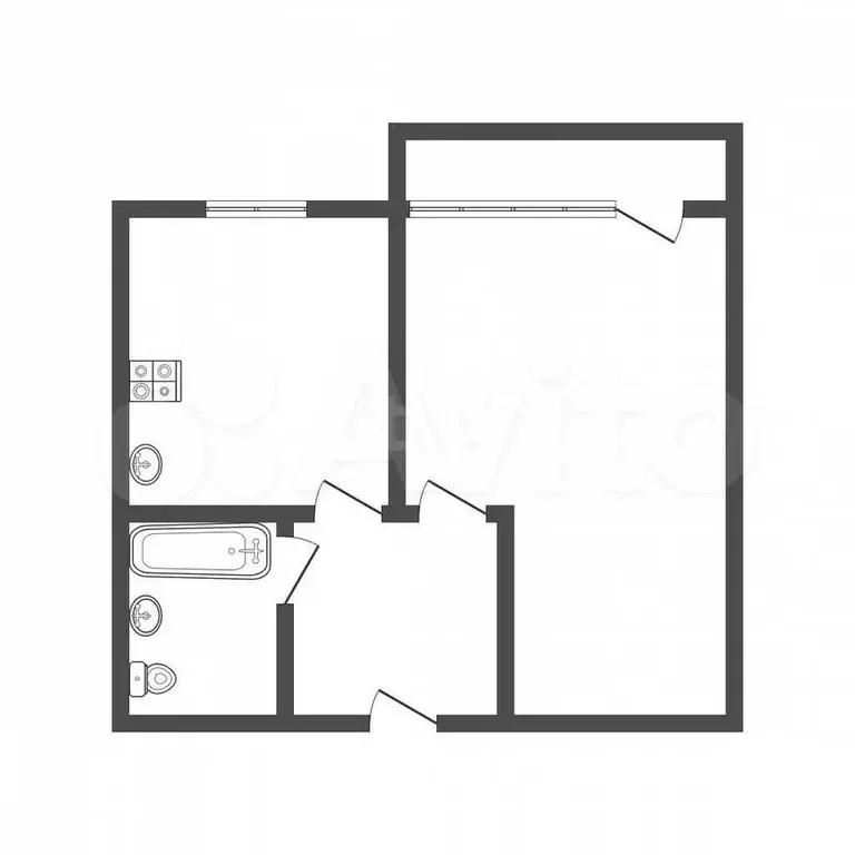 1-к. квартира, 33,2 м, 4/5 эт. - Фото 0