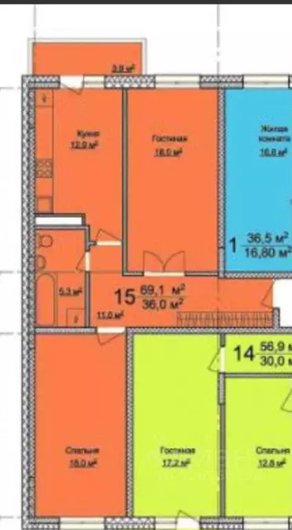 2-к кв. Краснодарский край, Анапа Парковая ул., 64Ак5 (69.1 м) - Фото 1