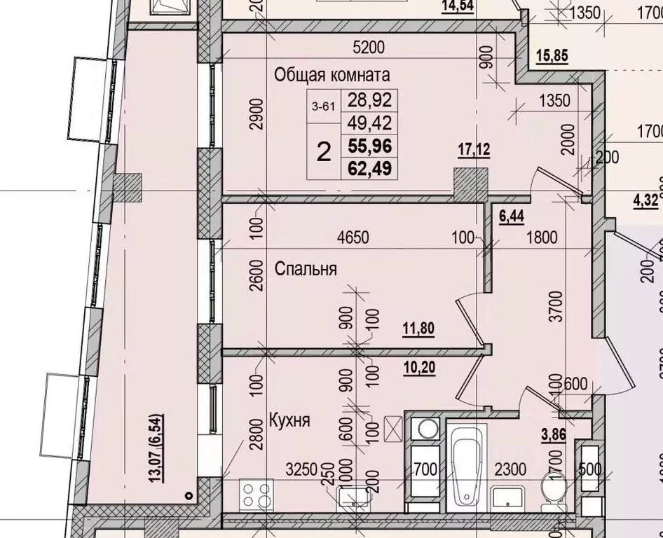 2-к кв. Саха (Якутия), Якутск ул. Чкалова, 47 (55.96 м) - Фото 1