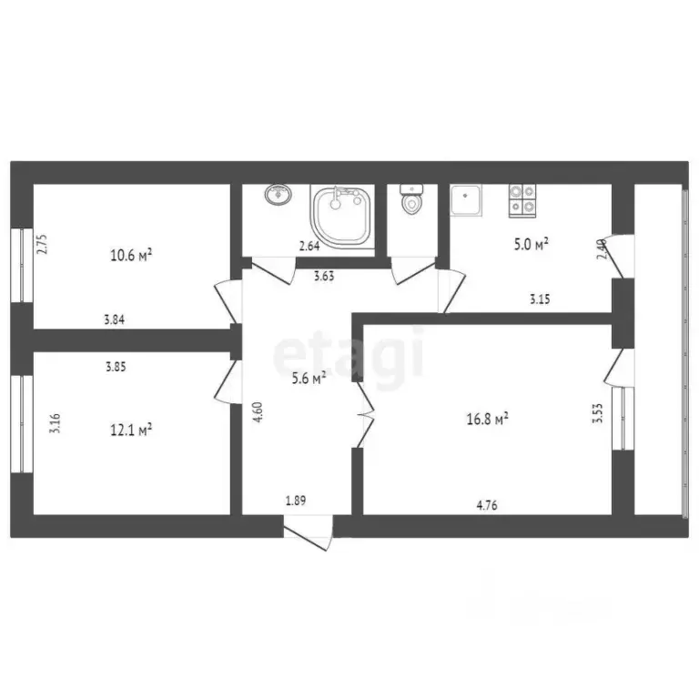 3-к кв. Тюменская область, Тюмень Мелиораторов мкр, ул. Мелиораторов, ... - Фото 2