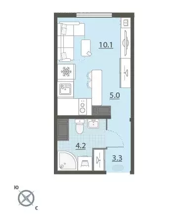 Квартира-студия: Екатеринбург, микрорайон Широкая Речка, жилой ... - Фото 1