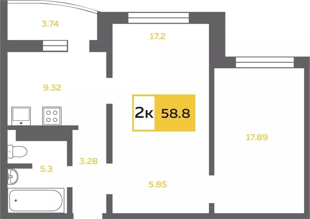 2-к кв. Тюменская область, Тюмень ул. Павла Шарова, 7к2 (58.7 м) - Фото 1