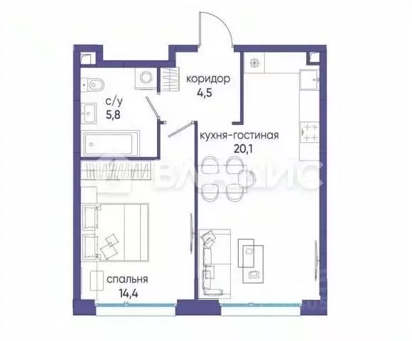 1-к кв. Москва ул. Нижние Мневники, 9 (45.2 м) - Фото 1