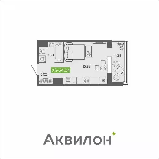 Квартира-студия: Архангельск, Северодвинская улица, 25А (24.04 м) - Фото 0