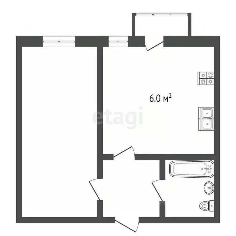 1-к кв. Калужская область, Боровск ул. Петра Шувалова, 24 (29.0 м) - Фото 2