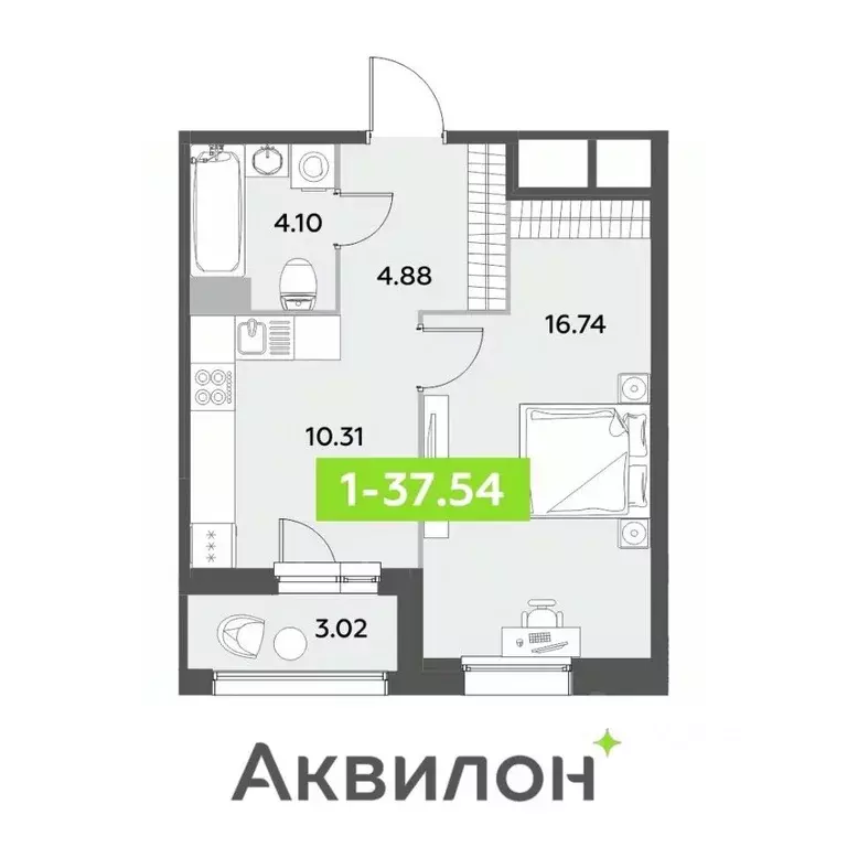 1-к кв. Санкт-Петербург ул. Среднерогатская, 11к2 (37.54 м) - Фото 0