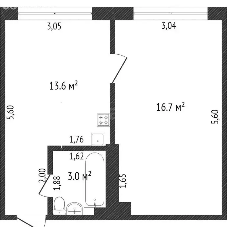 2-комнатная квартира: Кемерово, бульвар Строителей, 19 (32.9 м) - Фото 1