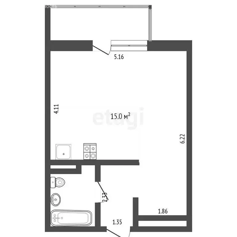 Квартира-студия: Тюмень, улица Тимофея Чаркова, 79к2 (32.2 м) - Фото 1