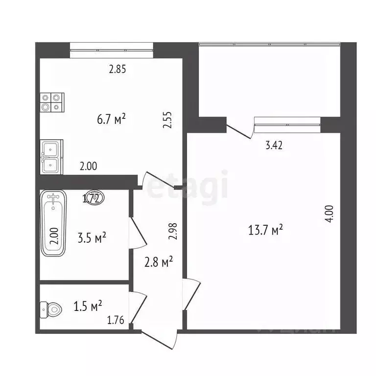 1-к кв. Оренбургская область, Оренбург ул. Сергея Лазо, 13/1 (30.0 м) - Фото 1