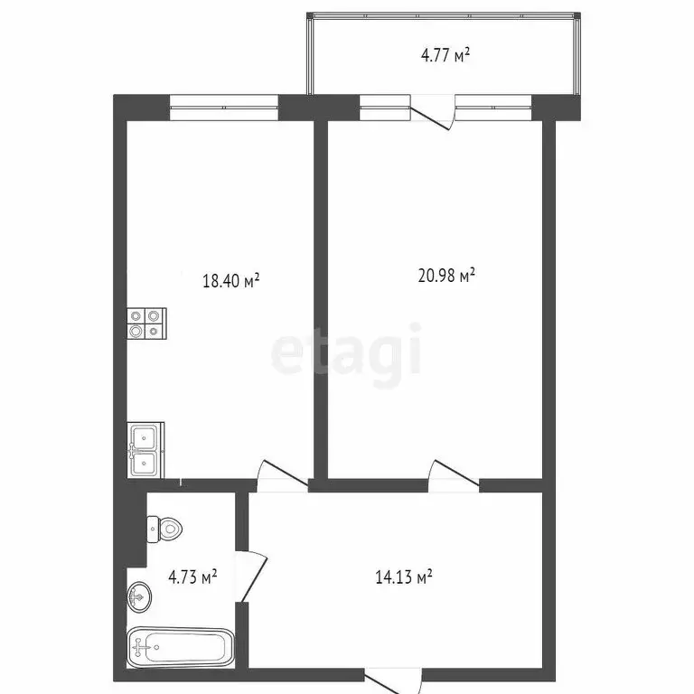 1-комнатная квартира: Тюмень, улица Салтыкова-Щедрина, 58/3 (59.4 м) - Фото 0