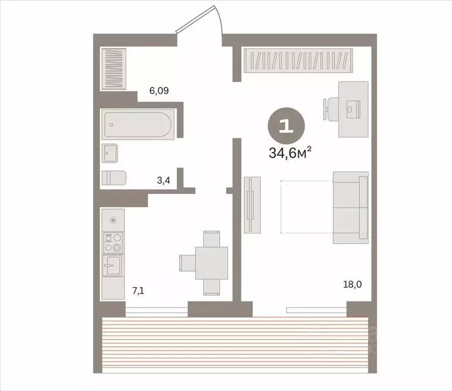 1-к кв. Новосибирская область, Новосибирск ул. Дмитрия Шмонина, 10/2 ... - Фото 2