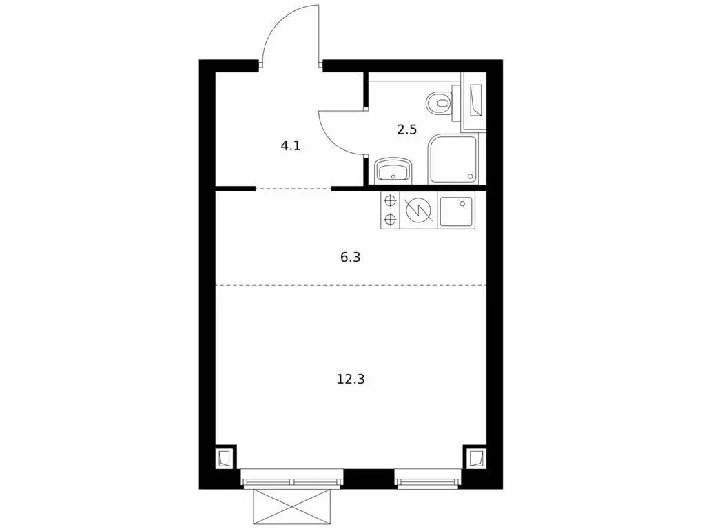 Квартира-студия: Владивосток, жилой комплекс Борисенко 48 (25.2 м) - Фото 1