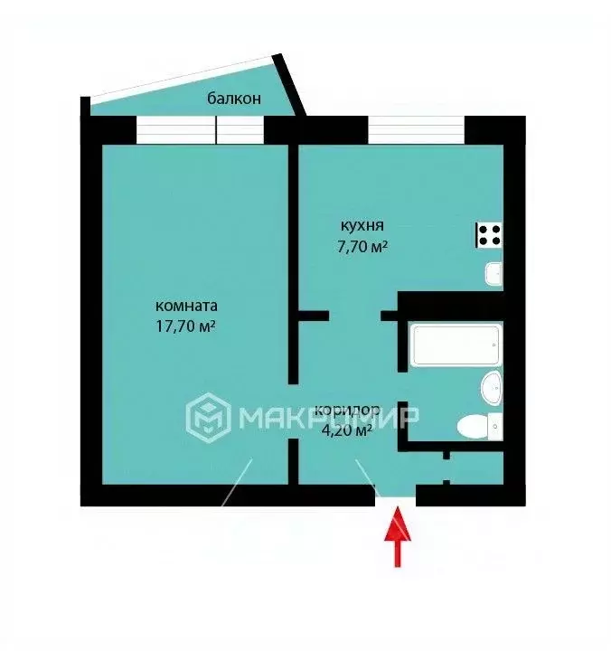 1-к кв. Орловская область, Орел ул. Бурова, 14 (33.3 м) - Фото 1