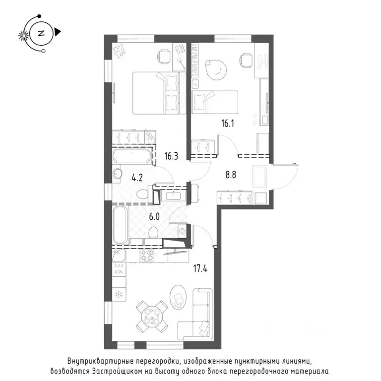 2-к кв. Санкт-Петербург Лисичанская ул., 15 (68.2 м) - Фото 0