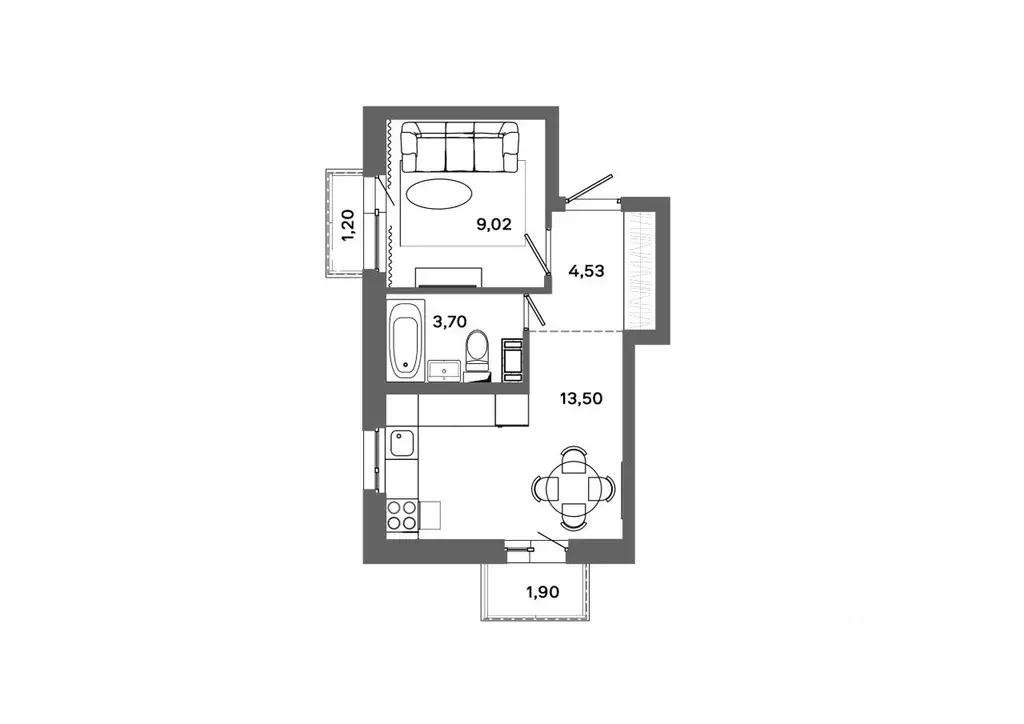1-к кв. Ханты-Мансийский АО, Сургут 30А мкр,  (31.68 м) - Фото 0