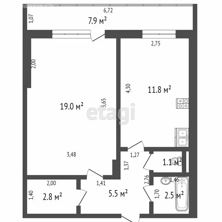 1-комнатная квартира: Альметьевск, проспект Строителей, 43 (38.5 м) - Фото 1