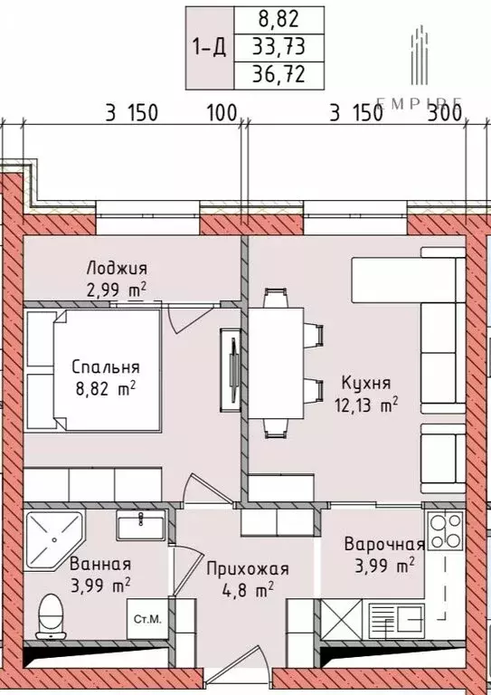 1-комнатная квартира: Грозный, Шейх-Мансуровский район, посёлок Алды, ... - Фото 2