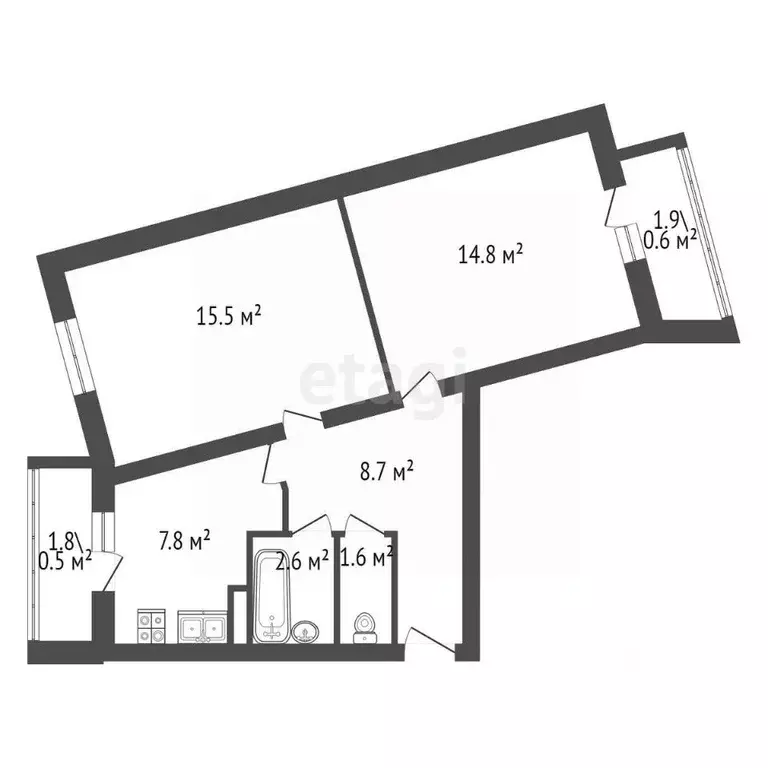 2-к кв. Ленинградская область, Гатчина ул. Киргетова, 26/5 (55.8 м) - Фото 2