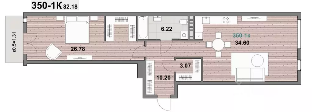 1-к кв. Калининградская область, Зеленоградск ул. Гагарина (82.18 м) - Фото 1