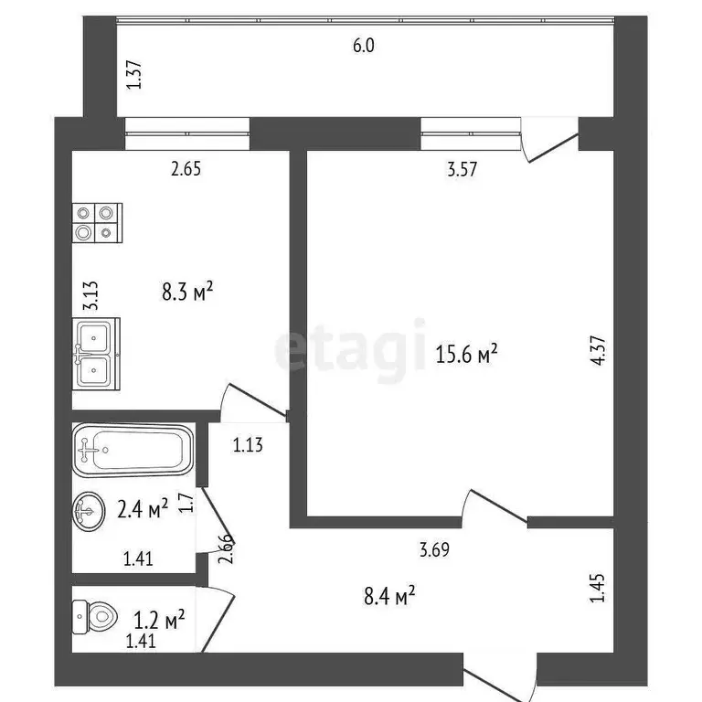Квартира, 1 комната, 35.9 м - Фото 0