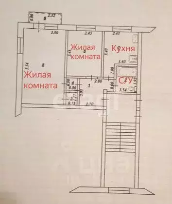 2-к кв. Краснодарский край, Славянск-на-Кубани Отдельская ул. (40.6 м) - Фото 2