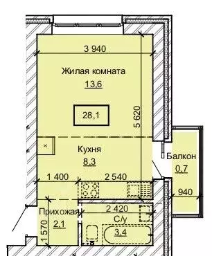 1-к кв. Алтайский край, Барнаул ул. Анатолия (28.1 м) - Фото 0