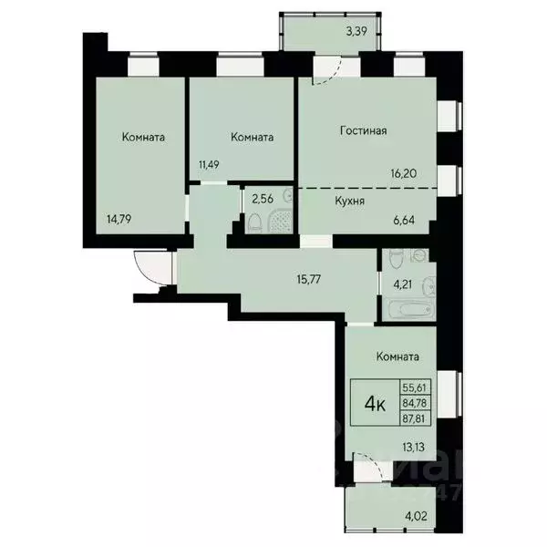 4-к кв. Красноярский край, Красноярск ул. Елены Стасовой, 80 (87.6 м) - Фото 1